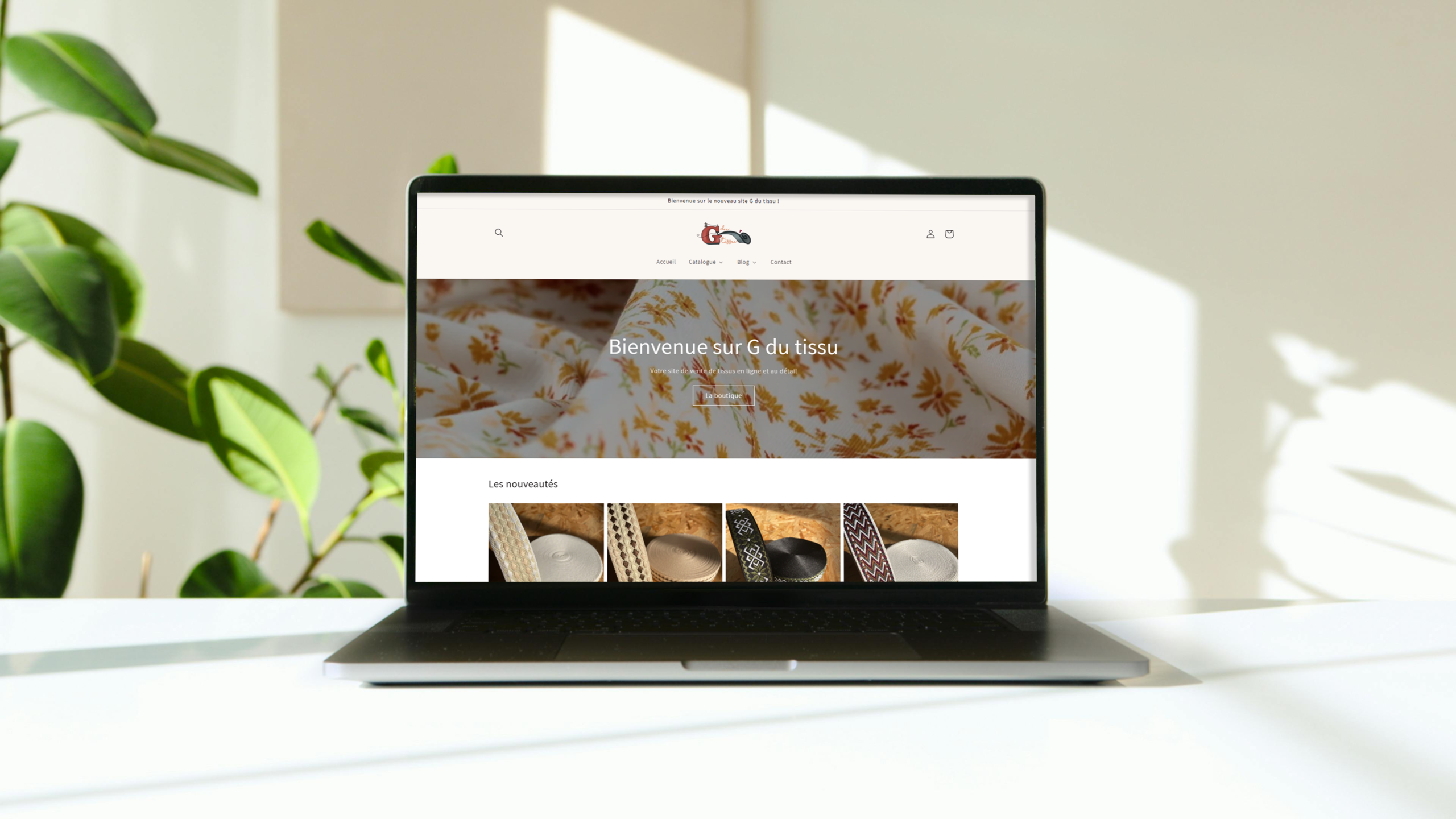 Aperçu du site e-commerce de G du tissu, conçu pour une navigation fluide et une expérience utilisateur optimisée