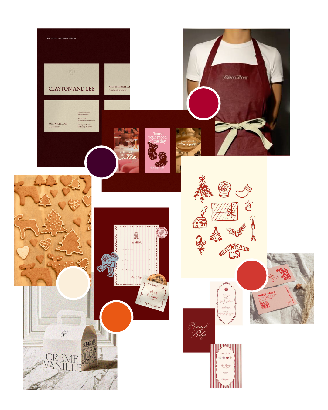 Moodboard Cinnapop présentant l'univers de marque et le branding des biscuit au pain d'épices